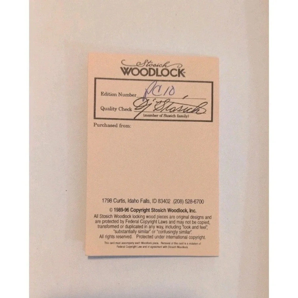 Stosich Woodlock Wood Cat & Fish Bowl Original Puzzle‎ Numbered & Signed COA
